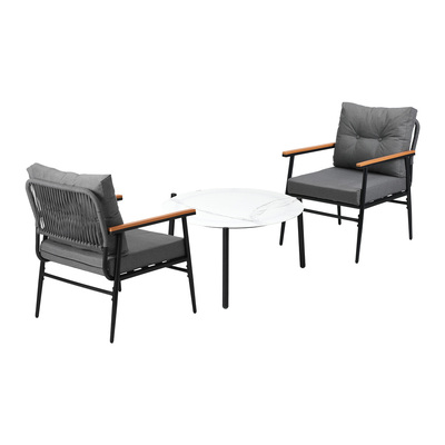 Outdoor Patio Set 70cm Table with 2 Armchairs