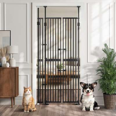 Retractable Pet Gate Extra Tall 190-264cm Black | EXTG