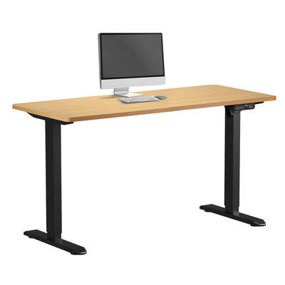 Electric Standing Desk 140CM Single Motor Black & Oak Adjustable Office Table