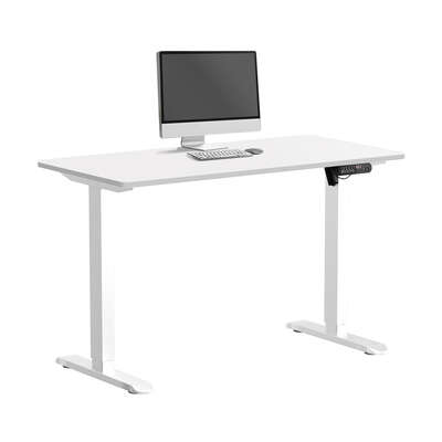 Electric Standing Desk Single Motor White 140CM Adjustable Office Workstation