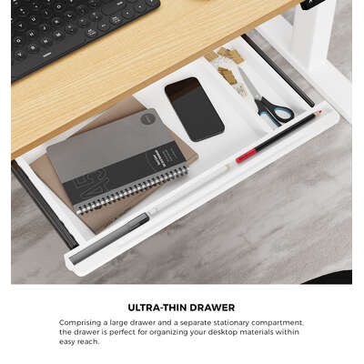 150cm Electric Standing Desk with Drawer Adjustable White Oak