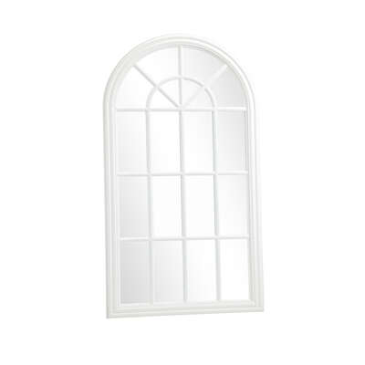 Wooden Window Mirror Arched Wall Mirrors 130x70cm White