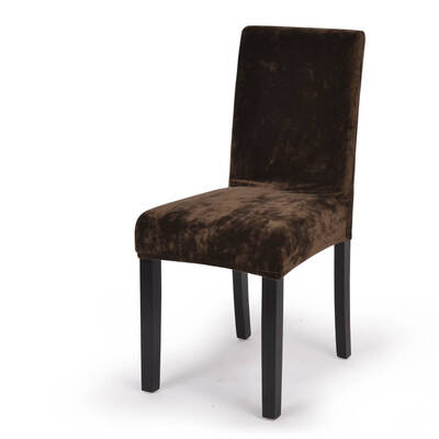 6x Stretch Plush Dining Chair Cover Seat Covers Protectors Slipcovers Brown