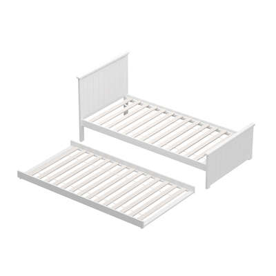 Trundle Bed Frame Single Size Wooden Daybed White