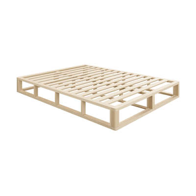 Wooden Bed Frame Queen Size Cage-like Base