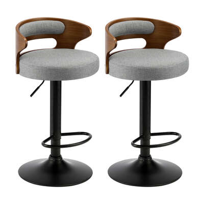 4x Bar Stools with Gas Lift Swivel Grey