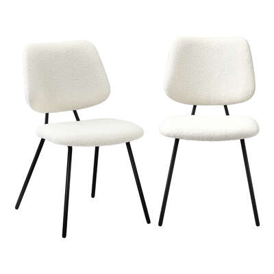 2x Dining Chair Vintage Retro Sherpa White