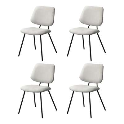4x Dining Chair Vintage Retro Polyester Padded White