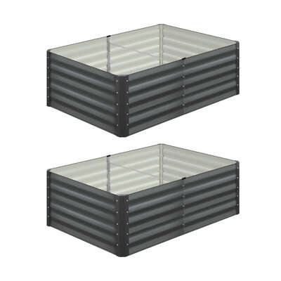 Pack of 4 Heavy-Duty Galvanised Garden Beds  160x80x45cm