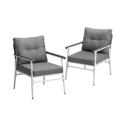 2PCS Outdoor Chairs Set Garden Patio Armchair White