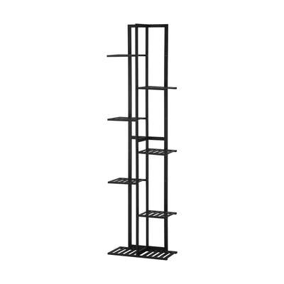 7 Tiers Bamboo Plant Stand Staged Black