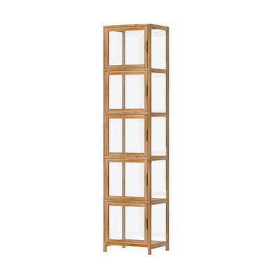 Display Cabinet 5-Tier Slim Storage Shelves Brown
