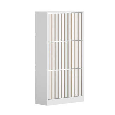Shoe Rack Storage Cabinet 3 Compartments White