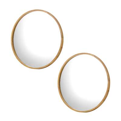 Wall Mirrors Round 80cm Wooden Set of 2