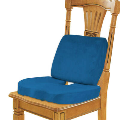 Seat Cushion Memory Foam Lumbar Back Support Orthoped Office Pain Relief Blue