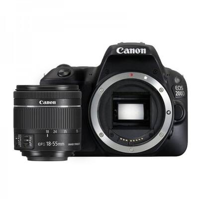 Canon Digital SLR Cameras EOS 200D Kit with Lens- Black