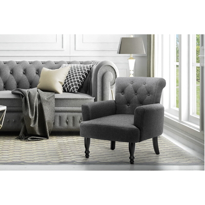 French Lorraine Chair Retro Wing - Grey