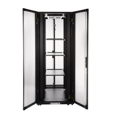Deep Server Rack with Bi-Fold Mesh Door 