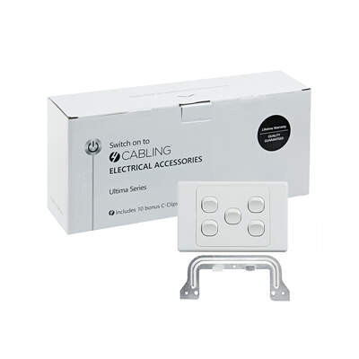 Ultima 5 Gang Switch 250V 16AX - Horizontal