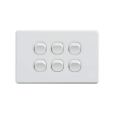 Classic 6 Gang Switch 250V 16AX - Horizontal