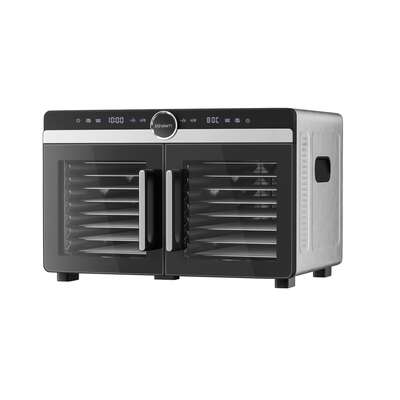 16-Tray Food Dehydrator with Dual-Zone Temperature Control, Stainless Steel
