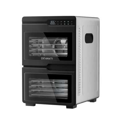 12 Trays Food Dehydrator Dual-Zone Stainless Steel Fruit Jerky Dryer