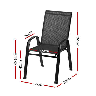  6PC Outdoor Dining Chairs Stackable Lounge Chair Patio Furniture Black