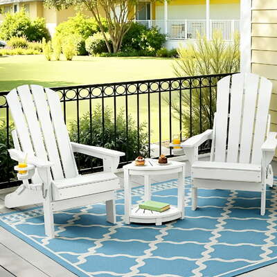 Adirondack Chair Table Set HDPE Folding 3-Piece | EXTG