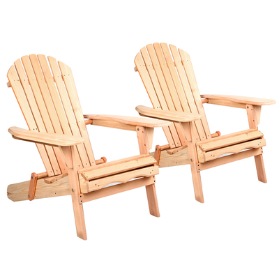 Patio Furniture Outdoor Chairs Beach Chair Wooden Adirondack Garden Lounge 2PC