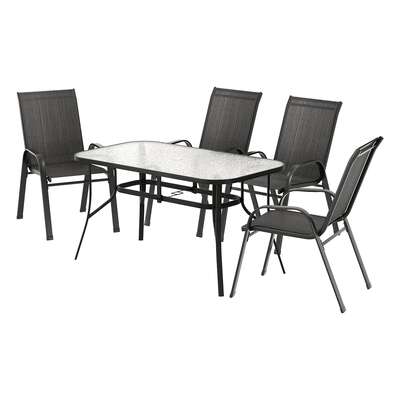 5PC Outdoor Dining Set Table and Chairs Patio Furniture Bistro Set Garden Black