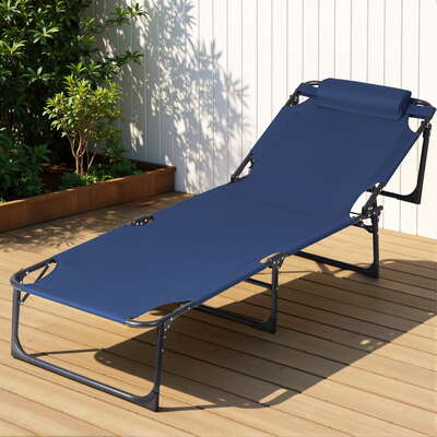  Sun Lounger Folding Lounge Beach Chair Patio Outdoor Furniture