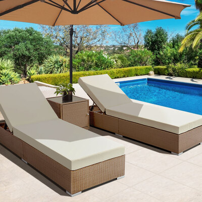 3 Piece Outdoor Wicker Lounge Set - Brown