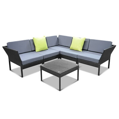 6PC Sofa Set Outdoor Furniture Lounge Setting Wicker Couches Garden Patio Pool