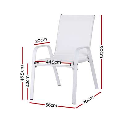  4PC Outdoor Dining Chairs Stackable Lounge Chair Patio Furniture White