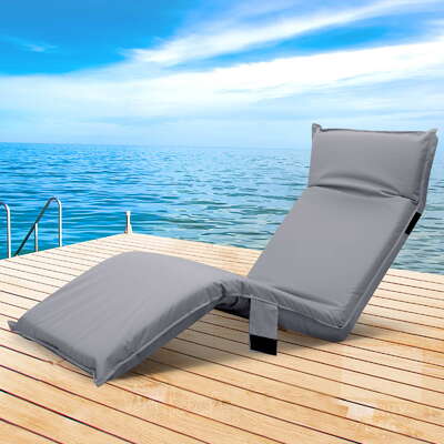  Adjustable Beach Sun Pool Lounger - Grey