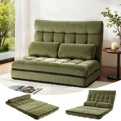 2-Seater Lounge Sofa Bed Green Fabric Modern Comfortable Living Room Chair
