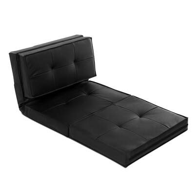  Lounge Sofa Floor Couch Recliner Leather Chaise Chair Futon Folding Black