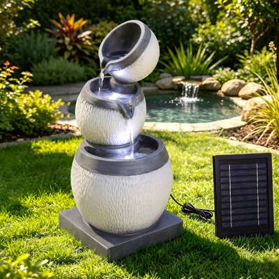 Solar Fountain 3 Level Cascading Bowl 24x24x52cm