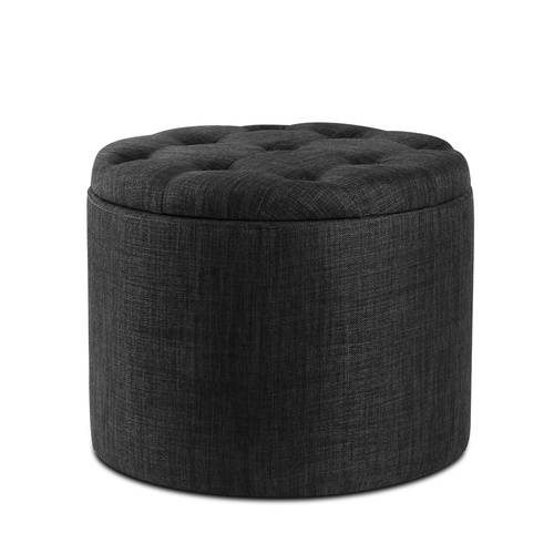 Storage Ottoman Footstool Foot Rest Stool Fabric Charcoal