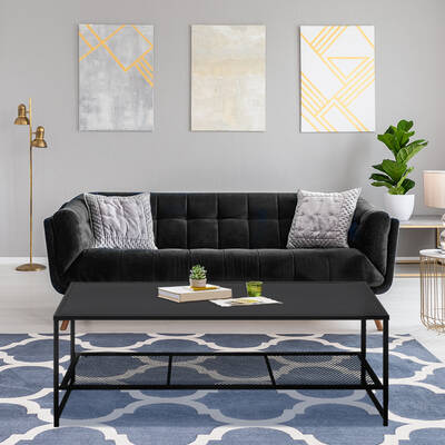Coffee Table Side End Tables Steel Antique Open Shelf Storage Modern Furniture