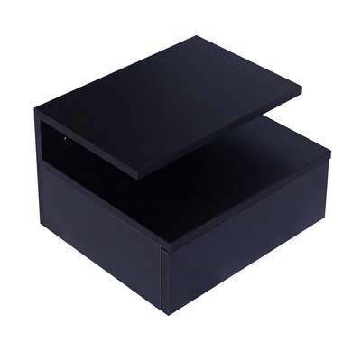 Functional 2x Bedside Tables Side Table Black - Wood Finish Classic