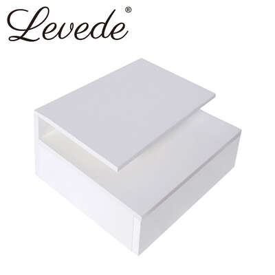 Compact 2x Bedside Tables Side Table White - Wood Finish Classic