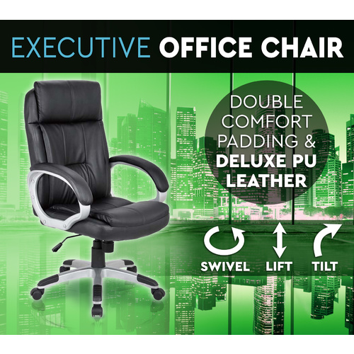 Executive Premium PU Leather Office Chair Deluxe Black 5
