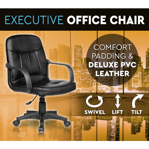 Executive Premium PU Leather Office Chair Deluxe Black 9
