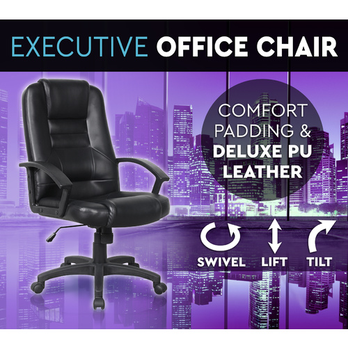 Executive Premium PU Leather Office Chair Deluxe Black 15