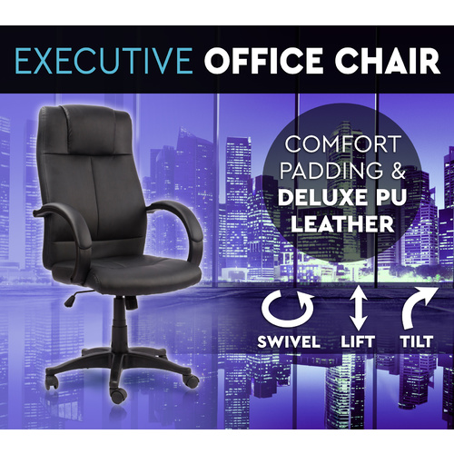 Executive Premium PU Leather Office Chair Deluxe Black 16
