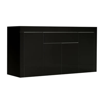 Buffet Sideboard Cabinet High Gloss Storage Modern Doors Cupboard Black