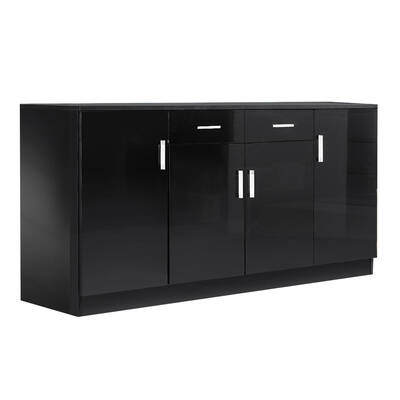 High Gloss Sideboard Storage Cabinet Black