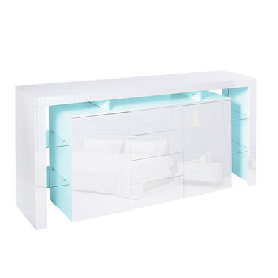 Modern Sideboard Cabinet Storage Cupboard Drawers White 192cm