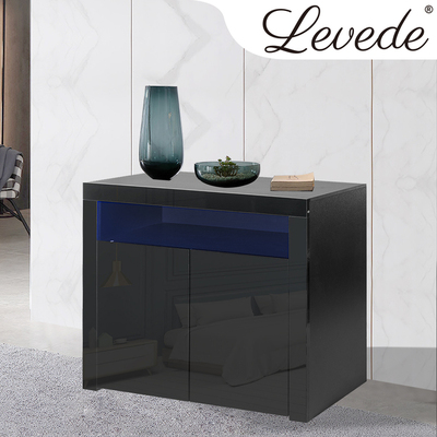 Modern Sideboard Cabinet Storage Furniture LED Black